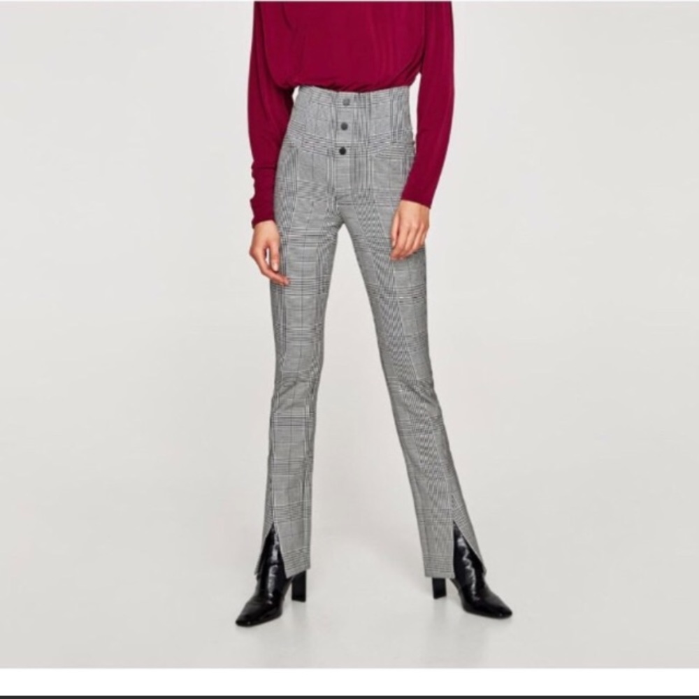 Zara plaid high waisted pants